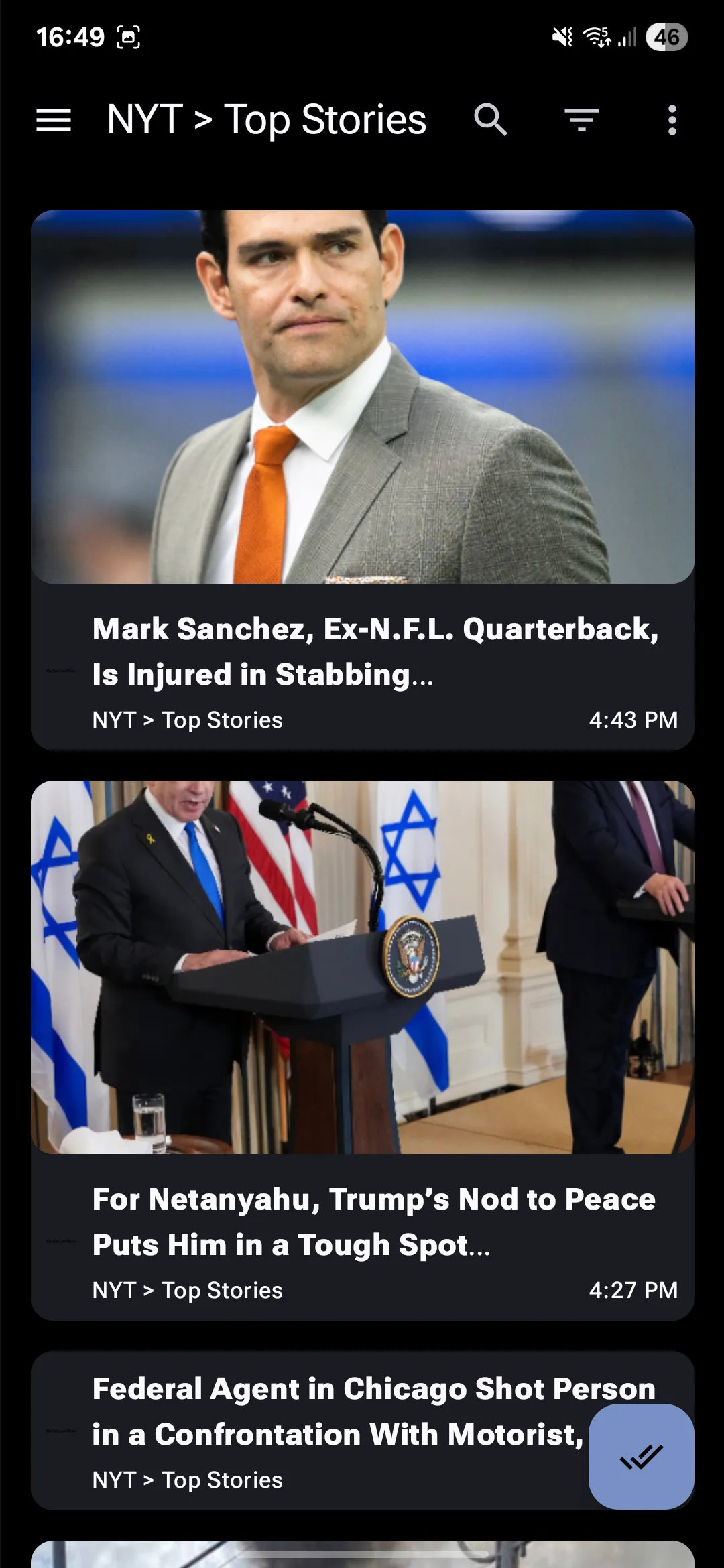 Screenshot of RSS feed subscription